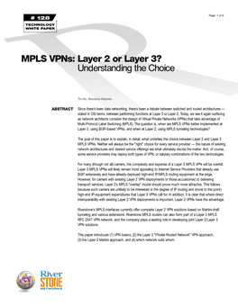 MPLS Vpns: Layer 2 Or Layer 3? Understanding the Choice