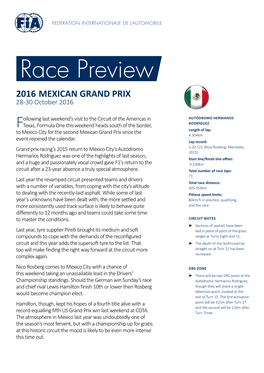 2016 MEXICAN GRAND PRIX 28-30 October 2016