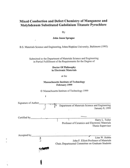 Mixed Conduction and Defect Chemistry of Manganese and Molybdenum Substituted Gadolinium Titanate Pyrochlore