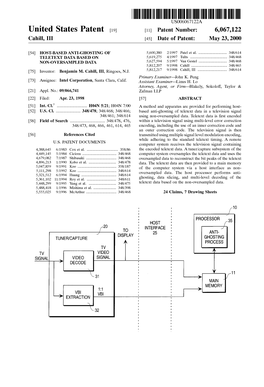 United States Patent (19) 11 Patent Number: 6,067,122 Cahill, III (45) Date of Patent: May 23, 2000