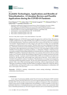 Available Technologies, Applications and Benefits of Teleorthodontics. A