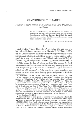 COMPROMISING the CALIPH Analysis of Several Versions of An