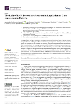 The Role of RNA Secondary Structure in Regulation of Gene Expression in Bacteria