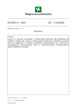 DECRETO N. 6823 Del 11/06/2020