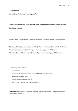 A Novel Insect-Infecting Virga/Nege-Like Virus Group and Its Pervasive Endogenization