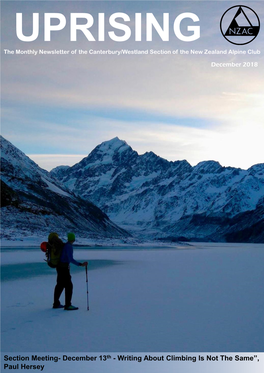 Paul Hersey Uprising Newsletter of the Canterbury/Westland Section, New Zealand Alpine Club December 2018