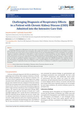 Challenging Diagnosis of Respiratory Effects in a Patient with Chronic Kidney Disease (CKD) Admitted Into the Intensive Care Unit