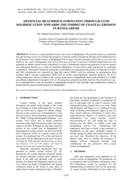 Artificial Beachrock Formation Through Sand Solidification Towards the Inhibit of Coastal Erosion in Bangladesh