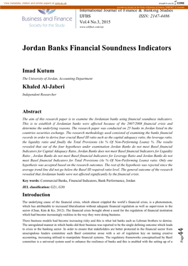 Jordan Banks Financial Soundness Indicators
