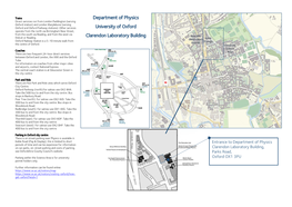 Department of Physics University of Oxford Clarendon Laboratory Building