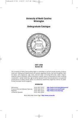 University of North Carolina Wilmington Undergraduate Catalogue