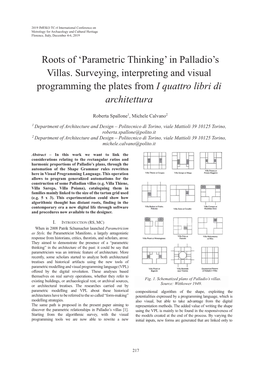 'Parametric Thinking' in Palladio's Villas. Surveying