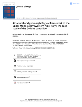 Structural and Geomorphological Framework of the Upper Maira Valley (Western Alps, Italy): the Case Study of the Gollone Landslide
