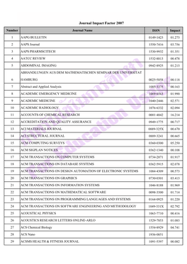 Journal Impact Factor 2007