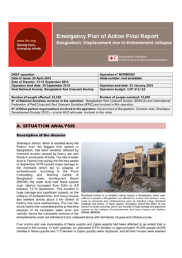 Emergency Plan of Action Final Report Bangladesh: Displacement Due to Embankment Collapse