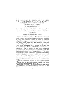 Late Poisoning with Chloroform and Other Alkyl Halides in Relationship to the Halogen Acids Formed by Their Chemical Dissociation