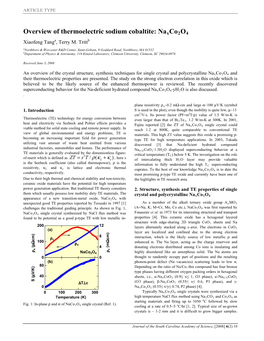 Overview of Thermoelectric Sodium Cobaltite: Naxco2o4 Xiaofeng Tanga, Terry M