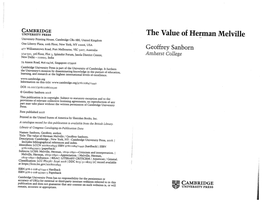 The Value of Herman Melville University Printing House, Cambridge CB2 8BS, United Kingdom One Liberty Plaza, Zoth Floor, New York, NY Iooo6, USA