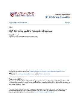 RVA, Richmond, and the Geography of Memory