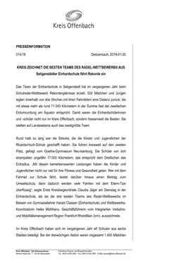 PRESSEINFORMATION 014/18 Dietzenbach, 2018-01-30 KREIS