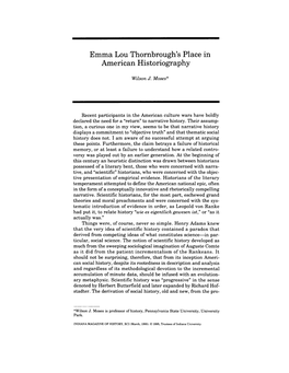 Emma Lou Thornbrough's Place in American