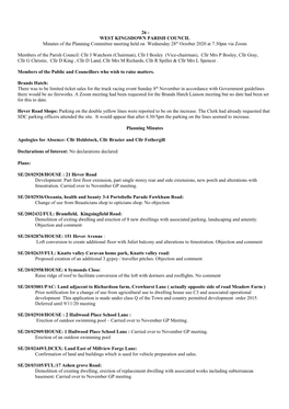 26 - WEST KINGSDOWN PARISH COUNCIL Minutes of the Planning Committee Meeting Held on Wednesday 28Th October 2020 at 7.30Pm Via Zoom