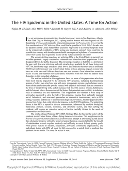 The HIV Epidemic in the United States: a Time for Action Wafaa M