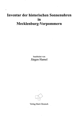 Inventar Der Historischen Sonnenuhren in Mecklenburg-Vorpommern