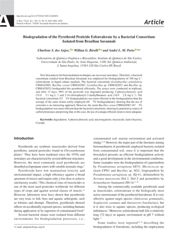 Biodegradation of the Pyrethroid Pesticide Esfenvalerate by a Bacterial Consortium Isolated from Brazilian Savannah