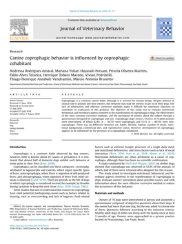 Canine Coprophagic Behavior Is Influenced by Coprophagic Cohabitant