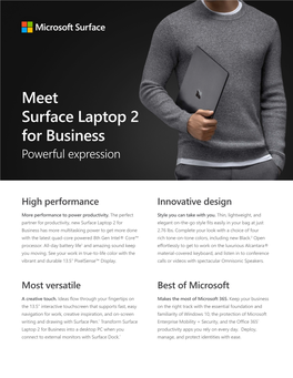 Meet Surface Laptop 2 for Business Powerful Expression