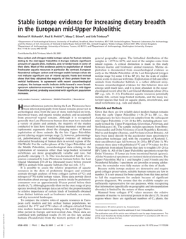 Stable Isotope Evidence for Increasing Dietary Breadth in the European Mid-Upper Paleolithic