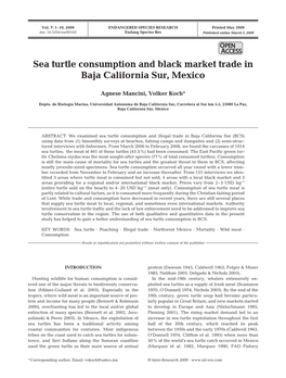 Sea Turtle Consumption and Black Market Trade in Baja California Sur, Mexico