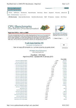 CPU Benchmarks - High End Side 1 Av 9