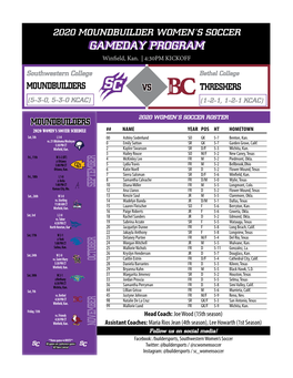 2020 Moundbuilder Women's Soccer