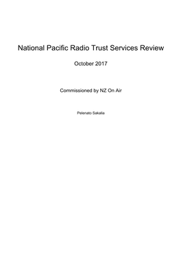 National Pacific Radio Trust Services Review