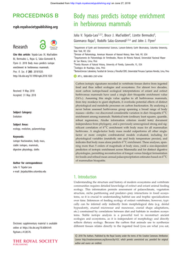 Body Mass Predicts Isotope Enrichment in Herbivorous Mammals