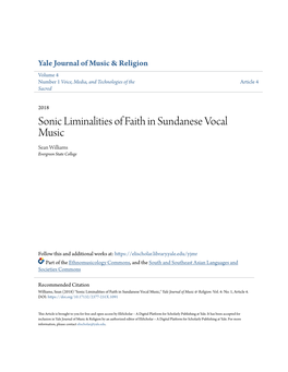 Sonic Liminalities of Faith in Sundanese Vocal Music Sean Williams Evergreen State College