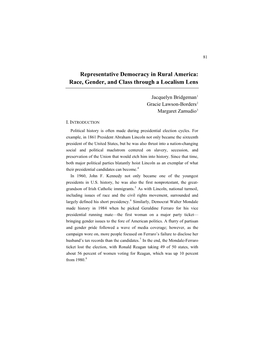 Representative Democracy in Rural America: Race, Gender, and Class Through a Localism Lens