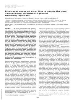 Regulation of Number and Size of Digits by Posterior Hox Genes: a Dose-Dependent Mechanism with Potential Evolutionary Implications