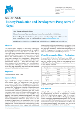 Fishery Production and Development Perspective of Nepal