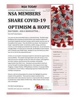 Nsa Members Share Covid-19 Optimism & Hope