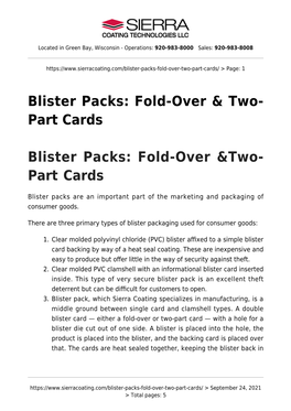 Blister Packs: Fold-Over & Two-Part Cards