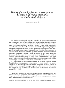 Demografla Rural Y Fuentes No Parroquiales. El Centro Y El Oriente Madrileños En El Reinado De Felz~E II
