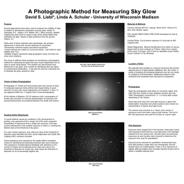 A Photographic Method for Measuring Sky Glow David S