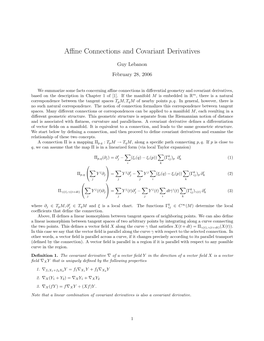 Affine Connections and Covariant Derivatives