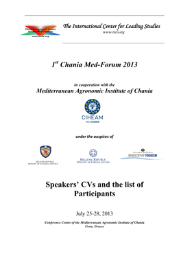 Speakers' Cvs and the List of Participants