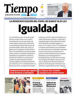 La Democratización Del Papel De Diario Ya Es Ley Igualdad