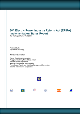 EPIRA) Implementation Status Report (For the Report Period April 2020)