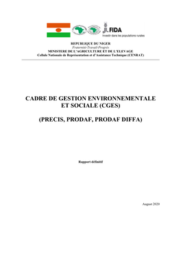 Cadre De Gestion Environnementale Et Sociale (Cges) (Precis, Prodaf